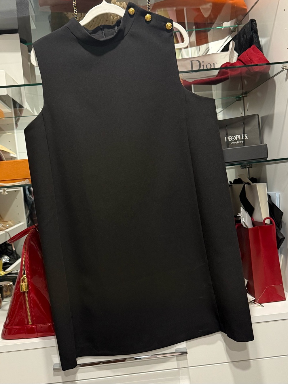 Zara Black Mini Dress with Gold Buttons